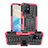 Silicone Matte Finish and Plastic Back Cover Case with Stand JX2 for Vivo Y30 5G Hot Pink