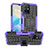 Silicone Matte Finish and Plastic Back Cover Case with Stand JX2 for Vivo Y30 5G Purple