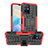 Silicone Matte Finish and Plastic Back Cover Case with Stand JX2 for Vivo Y30 5G Red
