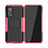 Silicone Matte Finish and Plastic Back Cover Case with Stand JX2 for Xiaomi Mi 10T 5G Hot Pink