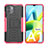 Silicone Matte Finish and Plastic Back Cover Case with Stand JX2 for Xiaomi Poco C50 Hot Pink