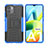 Silicone Matte Finish and Plastic Back Cover Case with Stand JX2 for Xiaomi Poco C51 Blue