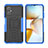Silicone Matte Finish and Plastic Back Cover Case with Stand JX2 for Xiaomi Poco M4 5G Blue