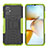 Silicone Matte Finish and Plastic Back Cover Case with Stand JX2 for Xiaomi Poco M4 5G Green