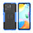 Silicone Matte Finish and Plastic Back Cover Case with Stand JX2 for Xiaomi Redmi 10 India Blue