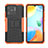 Silicone Matte Finish and Plastic Back Cover Case with Stand JX2 for Xiaomi Redmi 10 India Orange