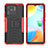 Silicone Matte Finish and Plastic Back Cover Case with Stand JX2 for Xiaomi Redmi 10 India Red