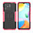 Silicone Matte Finish and Plastic Back Cover Case with Stand JX2 for Xiaomi Redmi 10 Power Hot Pink