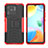 Silicone Matte Finish and Plastic Back Cover Case with Stand JX2 for Xiaomi Redmi 10 Power Red