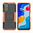 Silicone Matte Finish and Plastic Back Cover Case with Stand JX2 for Xiaomi Redmi Note 11S 4G Orange