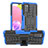 Silicone Matte Finish and Plastic Back Cover Case with Stand JX3 for Samsung Galaxy F02S SM-E025F Blue