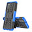 Silicone Matte Finish and Plastic Back Cover Case with Stand JX4 for Samsung Galaxy M02s Blue