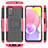 Silicone Matte Finish and Plastic Back Cover Case with Stand JX5 for Samsung Galaxy A02s Hot Pink