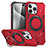 Silicone Matte Finish and Plastic Back Cover Case with Stand K02C for Apple iPhone 15 Pro Red