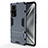 Silicone Matte Finish and Plastic Back Cover Case with Stand KC1 for Huawei Honor V40 5G