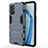 Silicone Matte Finish and Plastic Back Cover Case with Stand KC1 for OnePlus 9R 5G