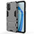 Silicone Matte Finish and Plastic Back Cover Case with Stand KC1 for OnePlus 9R 5G