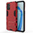 Silicone Matte Finish and Plastic Back Cover Case with Stand KC1 for OnePlus 9R 5G