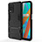 Silicone Matte Finish and Plastic Back Cover Case with Stand KC1 for Realme 8 5G Black