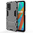 Silicone Matte Finish and Plastic Back Cover Case with Stand KC1 for Realme 8 5G Gray