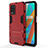 Silicone Matte Finish and Plastic Back Cover Case with Stand KC1 for Realme 8 5G Red