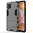 Silicone Matte Finish and Plastic Back Cover Case with Stand KC1 for Samsung Galaxy A42 5G Gray