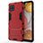 Silicone Matte Finish and Plastic Back Cover Case with Stand KC1 for Samsung Galaxy A42 5G Red