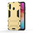 Silicone Matte Finish and Plastic Back Cover Case with Stand KC1 for Samsung Galaxy A60 Gold