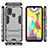 Silicone Matte Finish and Plastic Back Cover Case with Stand KC1 for Samsung Galaxy M31