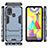 Silicone Matte Finish and Plastic Back Cover Case with Stand KC1 for Samsung Galaxy M31