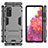 Silicone Matte Finish and Plastic Back Cover Case with Stand KC1 for Samsung Galaxy S20 FE (2022) 5G