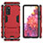 Silicone Matte Finish and Plastic Back Cover Case with Stand KC1 for Samsung Galaxy S20 FE 4G