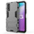 Silicone Matte Finish and Plastic Back Cover Case with Stand KC1 for Vivo iQOO U1