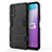 Silicone Matte Finish and Plastic Back Cover Case with Stand KC1 for Vivo iQOO U1 Black