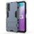 Silicone Matte Finish and Plastic Back Cover Case with Stand KC1 for Vivo iQOO U1 Blue