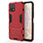 Silicone Matte Finish and Plastic Back Cover Case with Stand KC1 for Vivo iQOO U3 5G Red