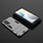 Silicone Matte Finish and Plastic Back Cover Case with Stand KC1 for Vivo X60 Pro 5G