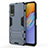 Silicone Matte Finish and Plastic Back Cover Case with Stand KC1 for Vivo Y31 (2021)