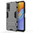 Silicone Matte Finish and Plastic Back Cover Case with Stand KC1 for Vivo Y31 (2021)