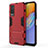 Silicone Matte Finish and Plastic Back Cover Case with Stand KC1 for Vivo Y31 (2021) Red