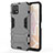 Silicone Matte Finish and Plastic Back Cover Case with Stand KC1 for Vivo Y31s 5G Gray