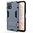 Silicone Matte Finish and Plastic Back Cover Case with Stand KC1 for Vivo Y54s 5G Blue