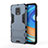 Silicone Matte Finish and Plastic Back Cover Case with Stand KC1 for Xiaomi Poco M2 Pro Blue