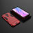 Silicone Matte Finish and Plastic Back Cover Case with Stand KC1 for Xiaomi Redmi 9 Prime India Red