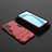 Silicone Matte Finish and Plastic Back Cover Case with Stand KC2 for OnePlus 9R 5G Red