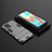 Silicone Matte Finish and Plastic Back Cover Case with Stand KC2 for Realme 8 5G Gray