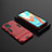 Silicone Matte Finish and Plastic Back Cover Case with Stand KC2 for Realme Q3 5G Red