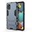 Silicone Matte Finish and Plastic Back Cover Case with Stand KC2 for Samsung Galaxy A51 5G Blue