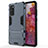 Silicone Matte Finish and Plastic Back Cover Case with Stand KC2 for Samsung Galaxy S20 FE (2022) 5G