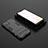 Silicone Matte Finish and Plastic Back Cover Case with Stand KC2 for Vivo iQOO U3 5G Black